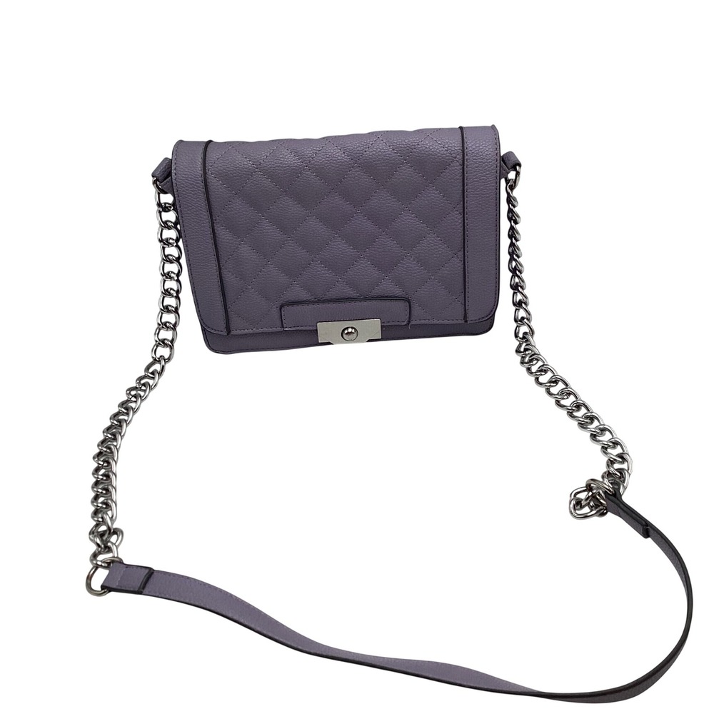 JustFab Lavender Purple Quilted Crossbody Bag Silver Chain Strap Turn Lock